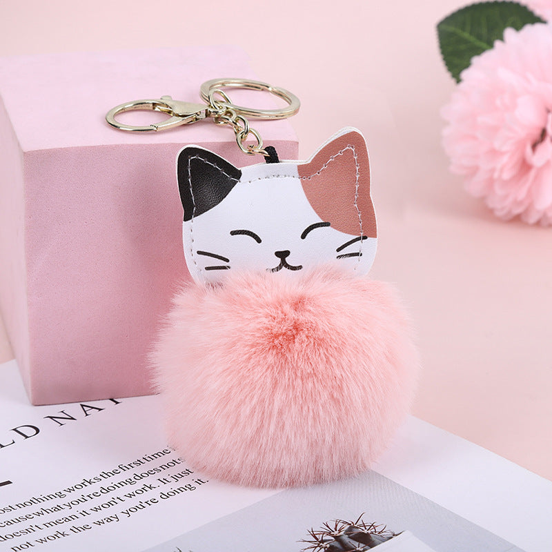 Wholesale Lucky Cat Imitation Rex Rabbit Fur Keychains